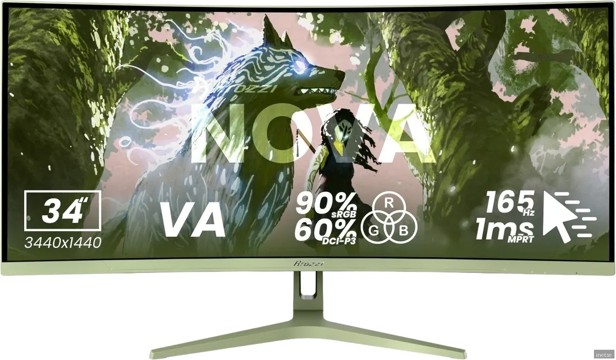 Arozzi Nova 34" Curved VA 3440x1440 165 Hz Gamingskärm - Forest Green
