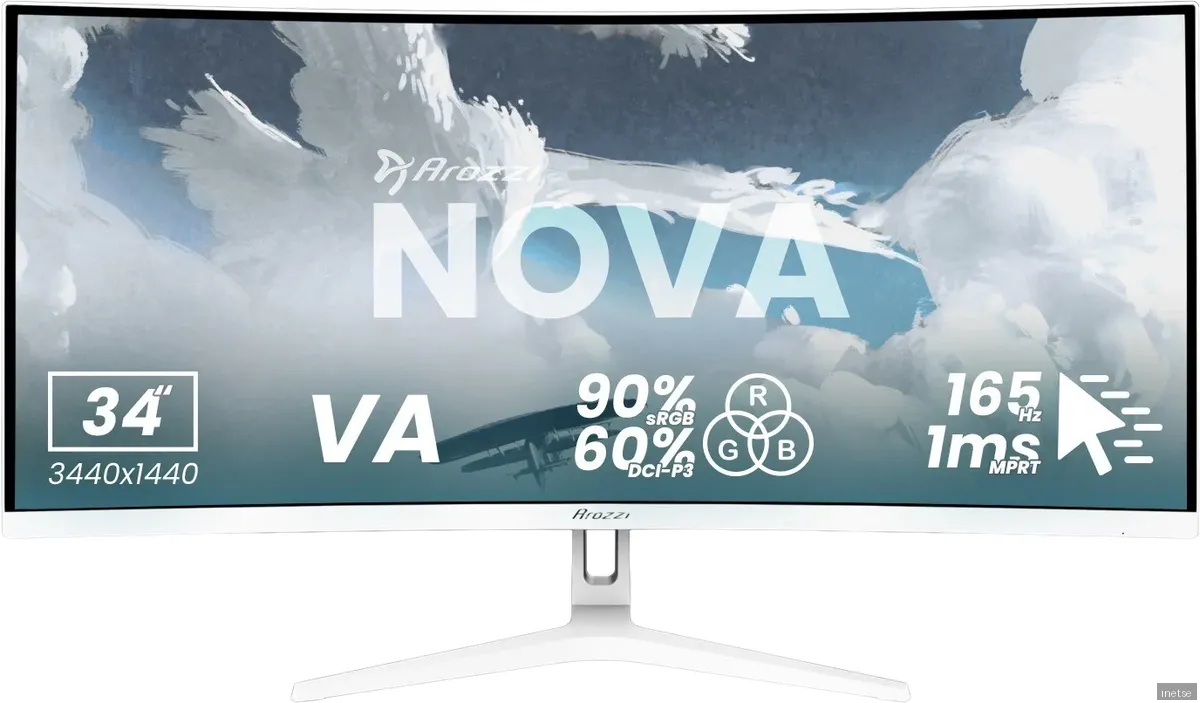Arozzi Nova 34" Curved VA 3440x1440 165 Hz Gamingskärm - Vit