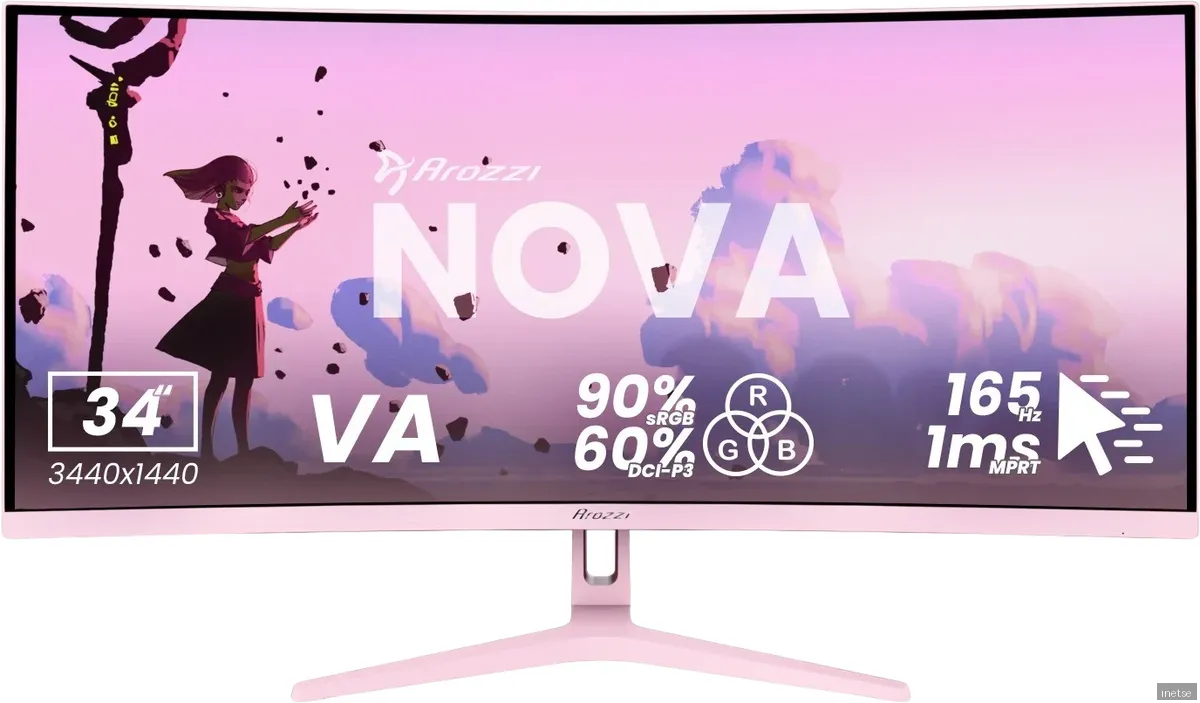 Arozzi Nova 34" Curved VA 3440x1440 165 Hz Gamingskärm - Rosa