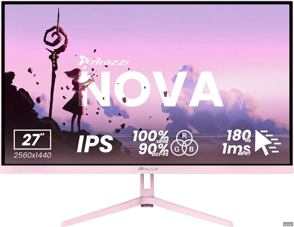 Arozzi Nova 27" IPS 2560x1440 180Hz Gamingskärm - Rosa