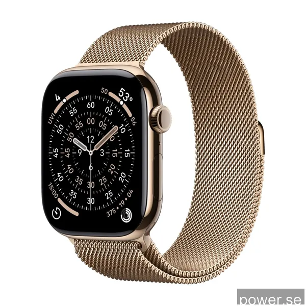 Apple Watch Series 11 GPS + Cellular 46mm Guld Titanboett med Guld Milanesisk loop - M/L