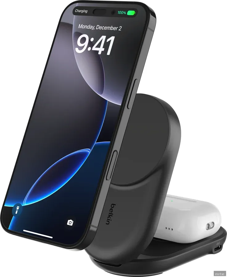 Belkin 25W Qi2 2-i-1 magnetisk laddare (svart)