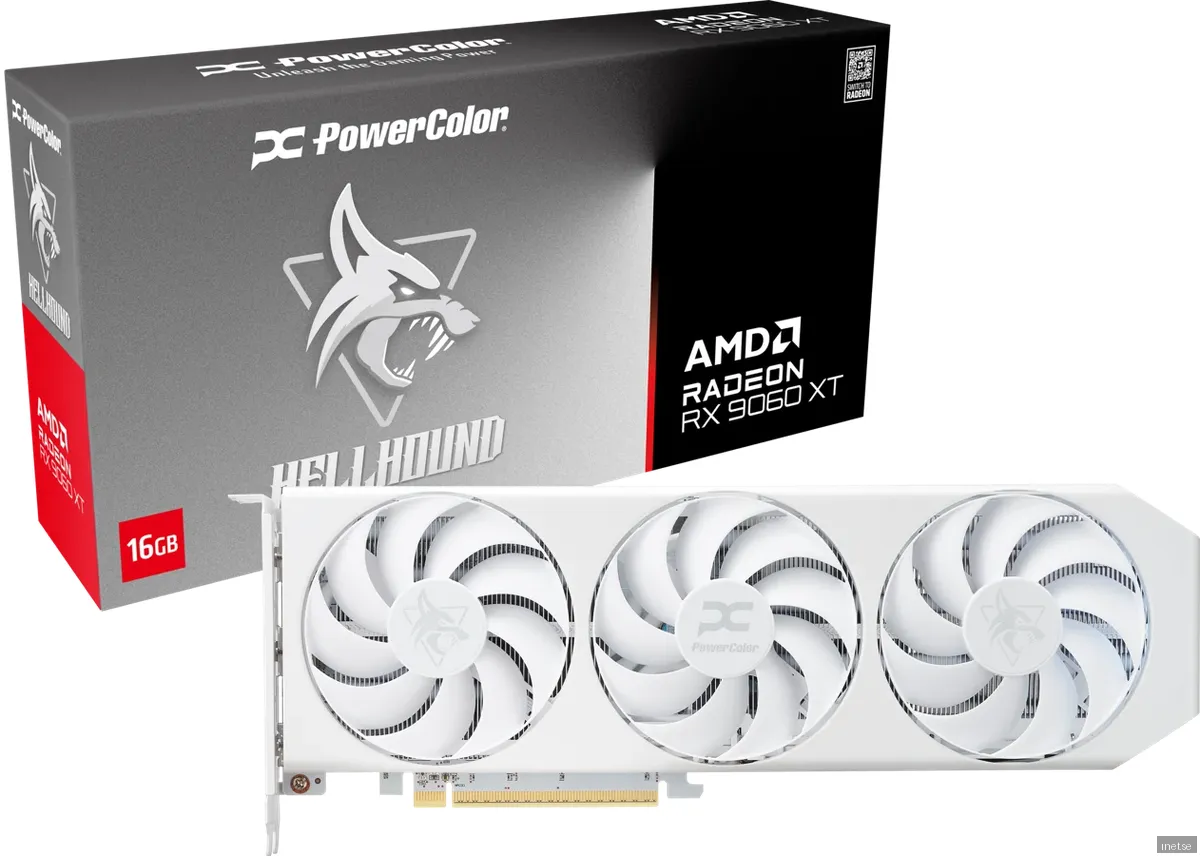 PowerColor Radeon RX 9060 XT Hellhound Spectral White - 16GB GDDR6 RAM - Grafikkort