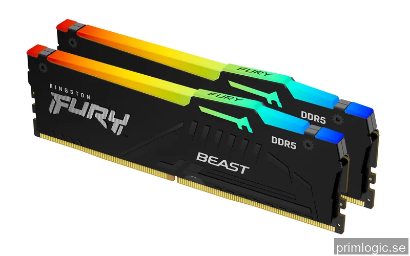 128 GB (2x64GB) DDR5-5600 Kingston FURY Beast Black RGB CL36, AMD EXPO - Svart