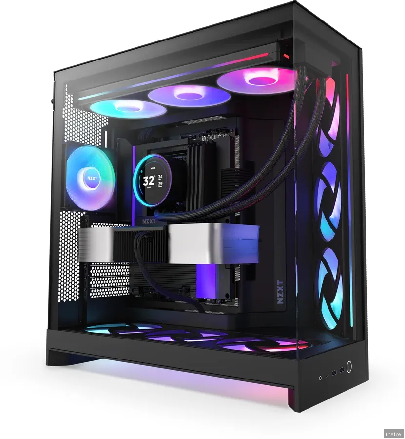 NZXT H9 Flow RGB+ (2025) - All Black - Controller incl - Chassi - Miditower - Svart