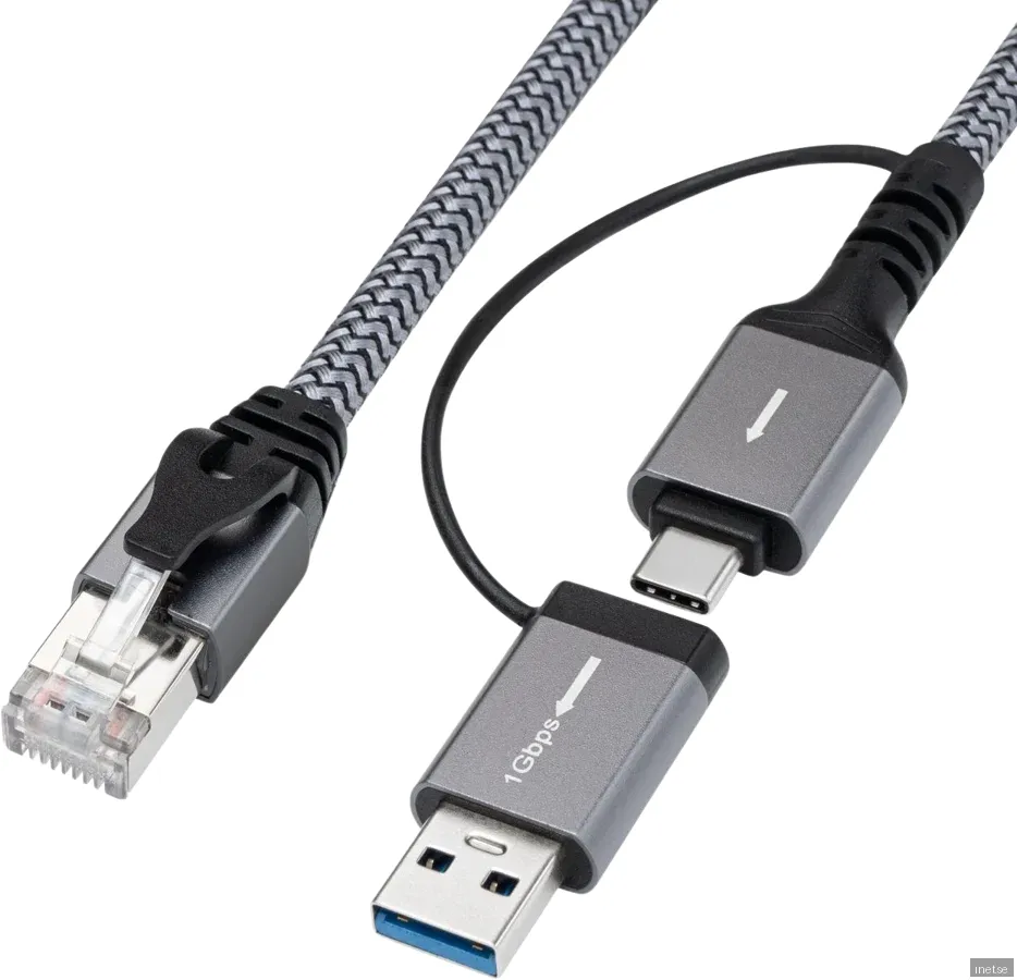Microconnect CAT6 FTP till USB A-C adapter, 10m