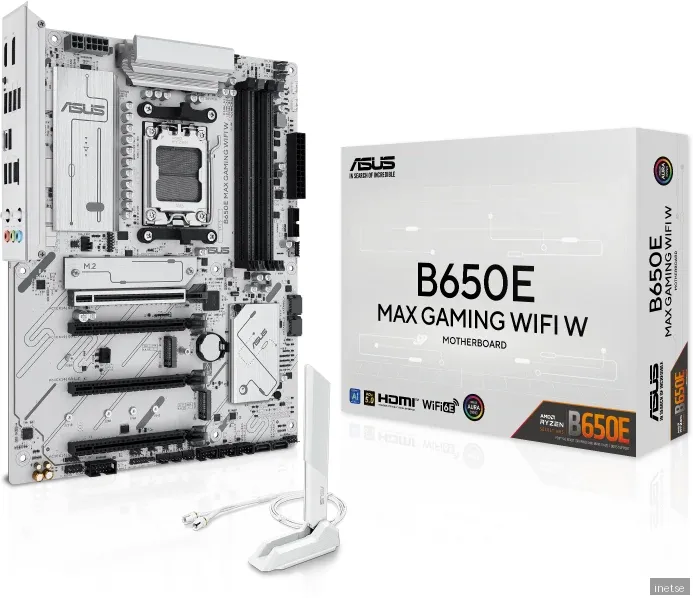ASUS B650E MAX GAMING WIFI WHITE Moderkort - AMD B650 - AMD AM5 socket - DDR5 RAM - ATX