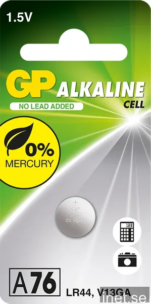 GP Alkaline Cell Battery, Size LR44/A76, 1.5V, 1-pack