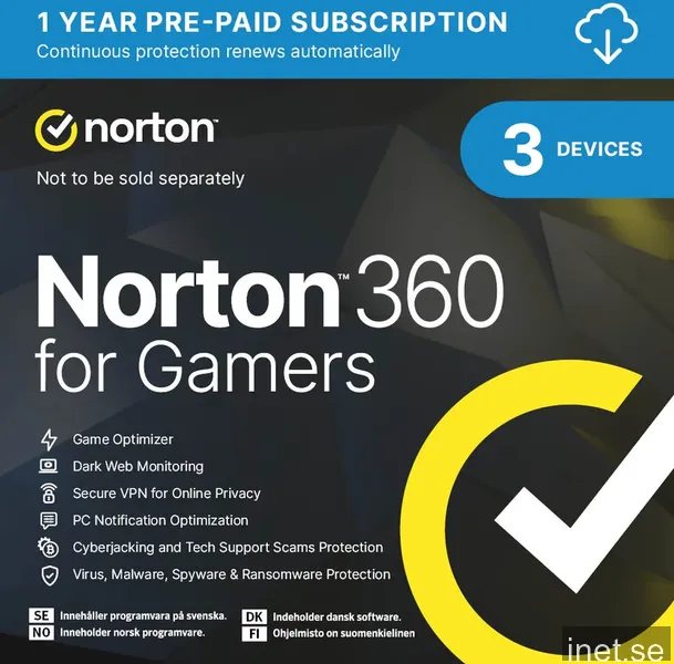 Norton 360 for gamers 50GB 3 enheter 12 månader