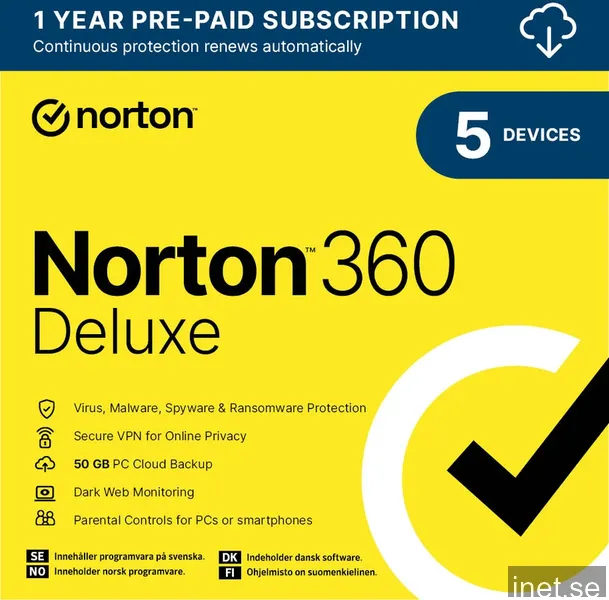 Norton 360 Deluxe 50GB 5 enheter 12 månader - Vid köp av dator