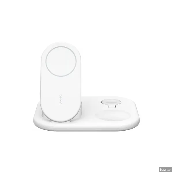 Belkin 3-i-1 Qi2 hopfällbar laddare med MagSafe (vit)