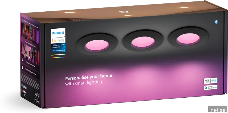 Philips Hue WCA Slim liten infälld LED-lampa (3 pack) (svart)