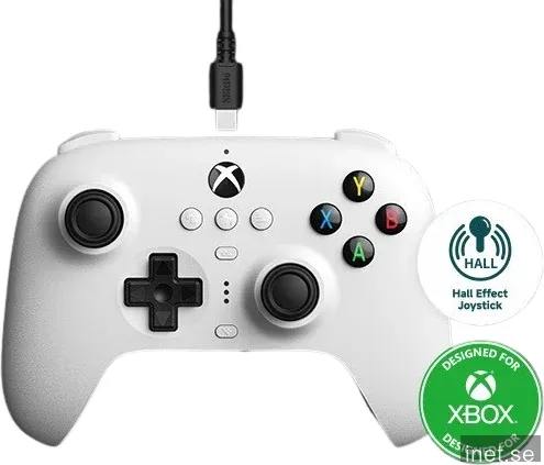 8Bitdo Ultimate Trådad Kontroll Hall Effect Edition (Xbox/PC) - Vit