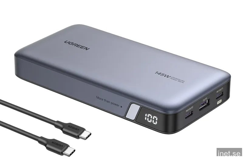 UGREEN 145W tvåvägs snabbladdning PowerBank - Grey - 25000 mAh
