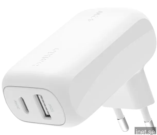 Belkin BOOSTCHARGEª 42w - 30w USB-C PD PPS + 12w USB-A Dual Wall Charger White