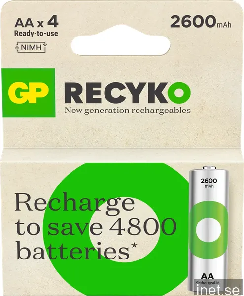 GP ReCyko AA Battery 2600 mAh NiMH 4-Pack
