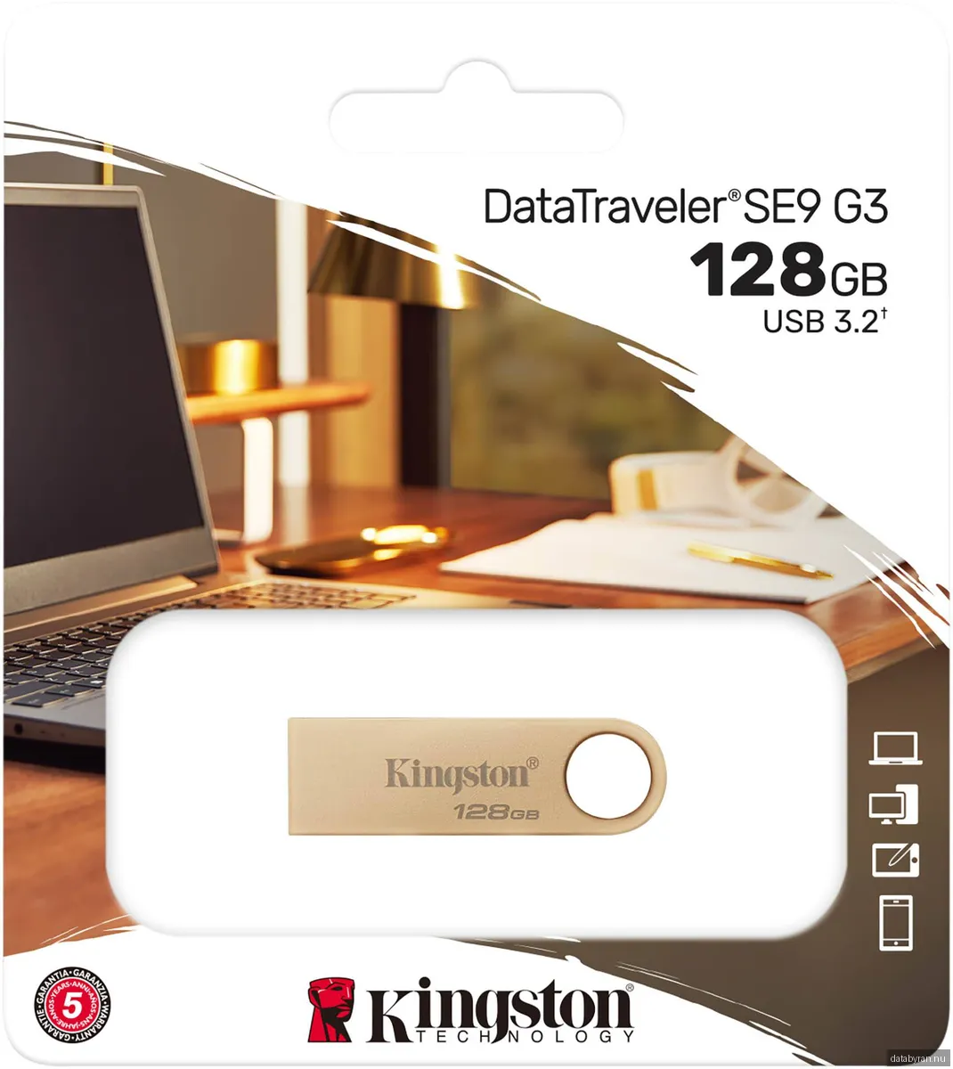Kingston DataTraveler SE9 G3 - Guld - 128GB - USB-minne