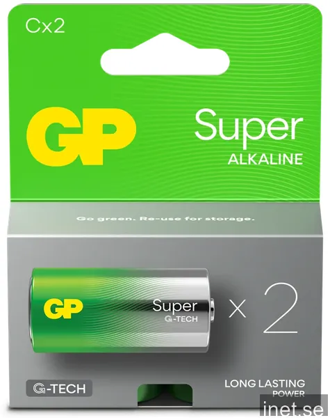 GP Super Alkaline Battery, Size C, 14A/LR14, 1.5V, 2-pack