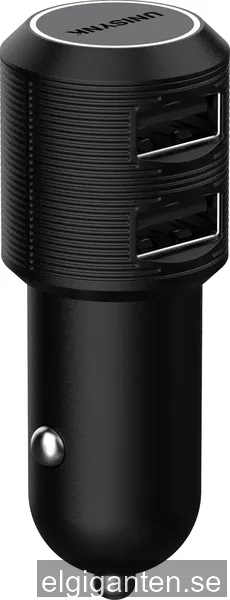 Unisynk dual USB billaddare 2 x 2.4 A (svart)