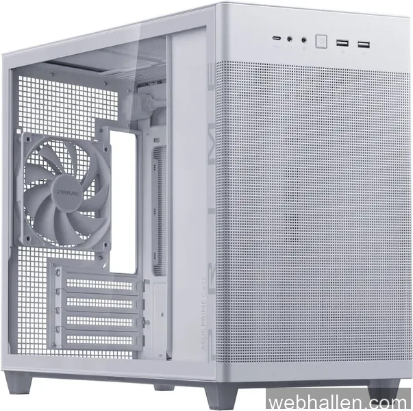 ASUS Prime AP201 Tempered Glass - White - Chassi - Minitower - Vit