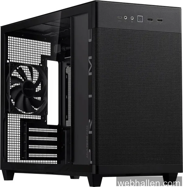 ASUS Prime AP201 Tempered Glass - Black - Chassi - Minitower - Svart
