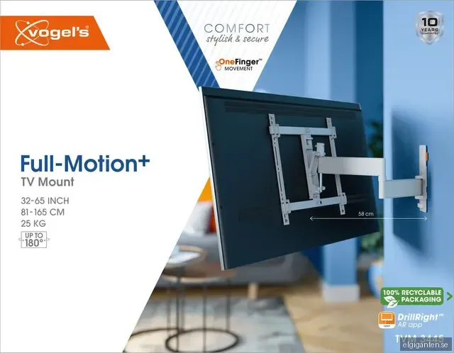 Vogel's TVM 3445 Comfort Wall mount motion+ 32-65" 25kg WH - Max 25 kg - recommended for 44"