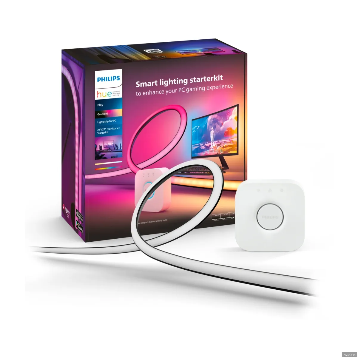 Philips Hue Play Gradient PC Lightstrip 24-27" 3-Pack + Hue Bridge