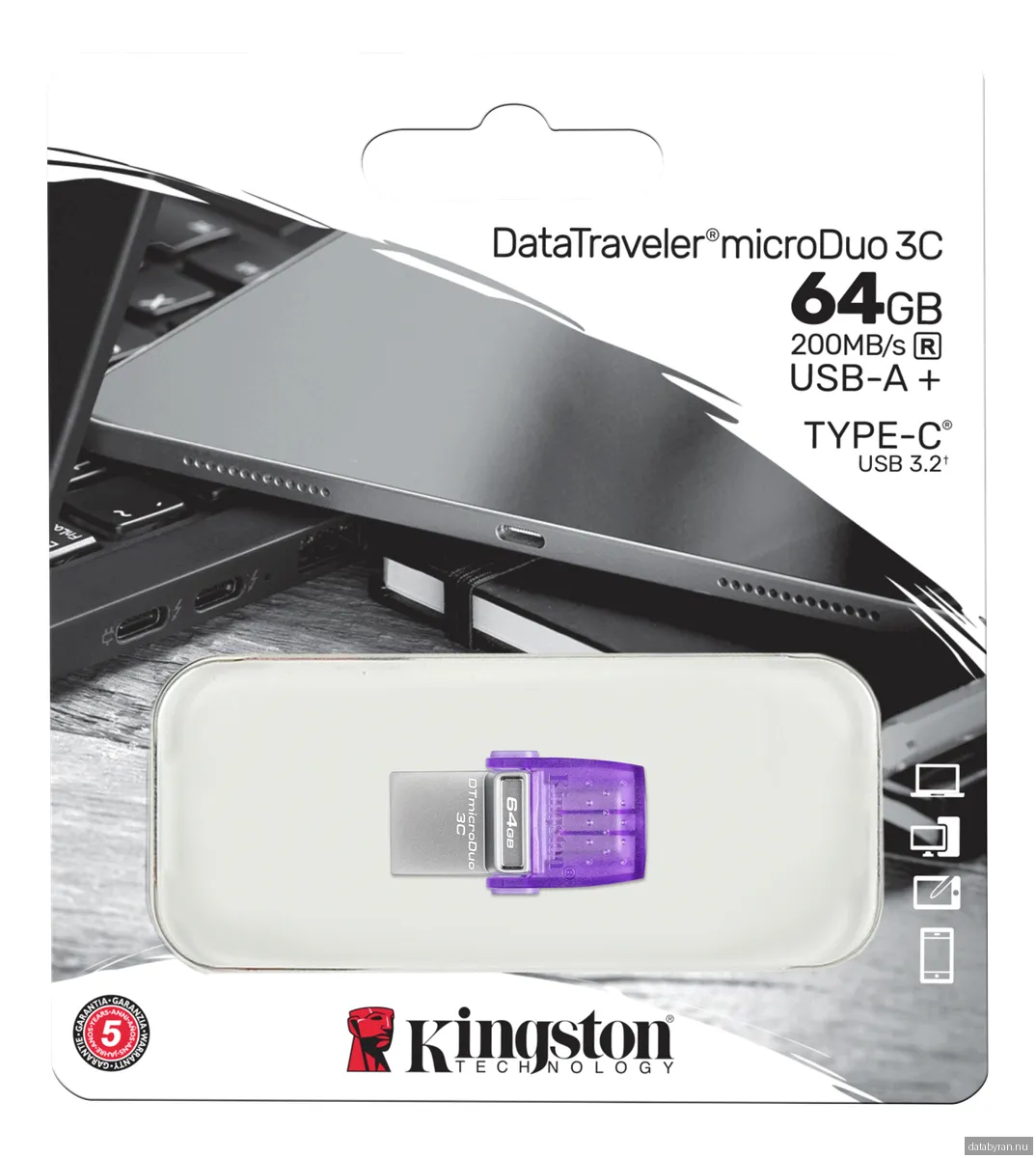 Kingston DataTraveler microDuo 3C - 64GB - USB-minne
