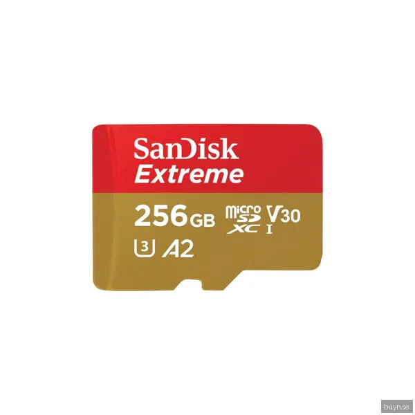 SanDisk Extreme 256 GB microSDXCUHS-I-kort med SD-adapter