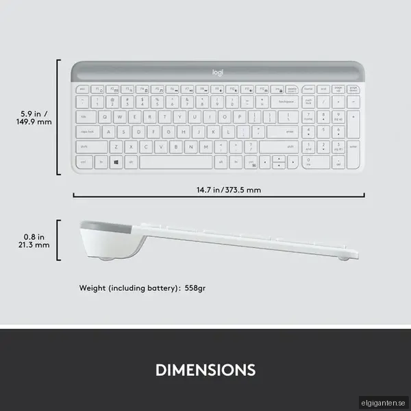 Logitech MK470 Slim Combo mus och tangentbord (vit)