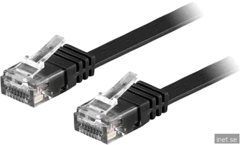 Deltaco UTP Nätverkskabel Cat6 10m Platt Svart