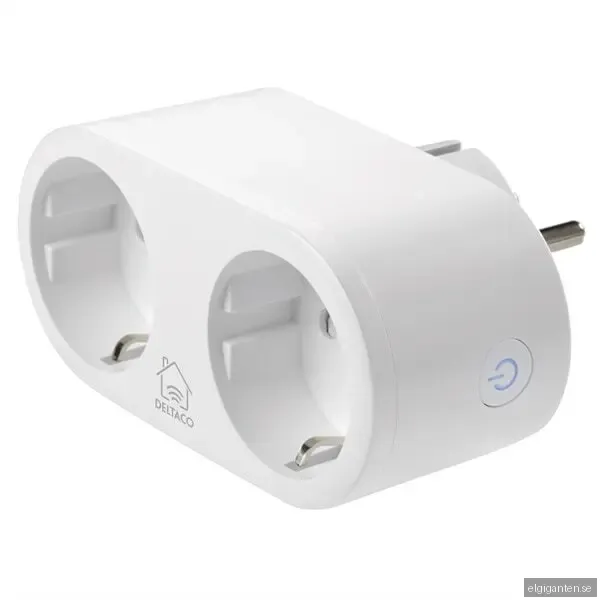 DELTACO Strömbrytare WiFi Dubbla uttag v2