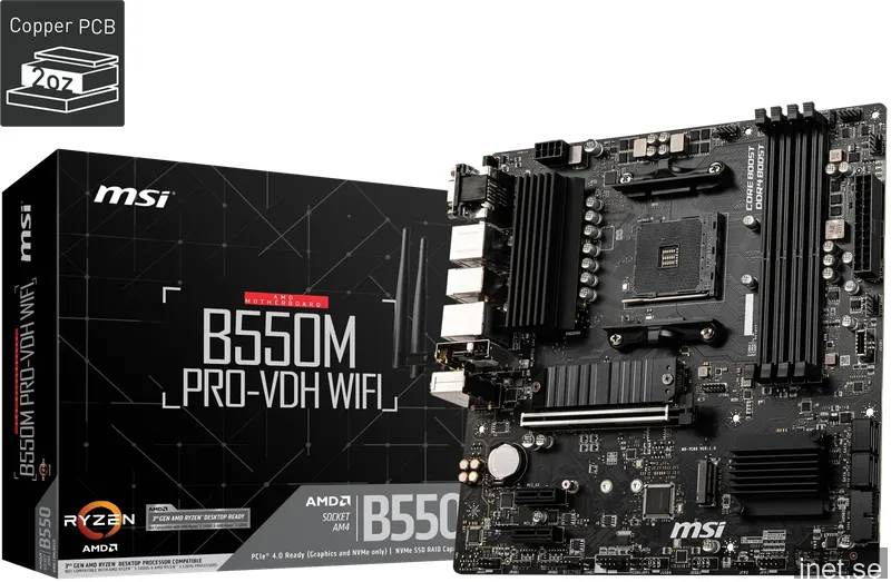 MSI B550M PRO-VDH WIFI Moderkort - AMD B550 - AMD AM4 - DDR4 RAM - Micro-ATX