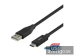 Deltaco USB-C till USB-A 2.0 Kabel Svart - 1 meter