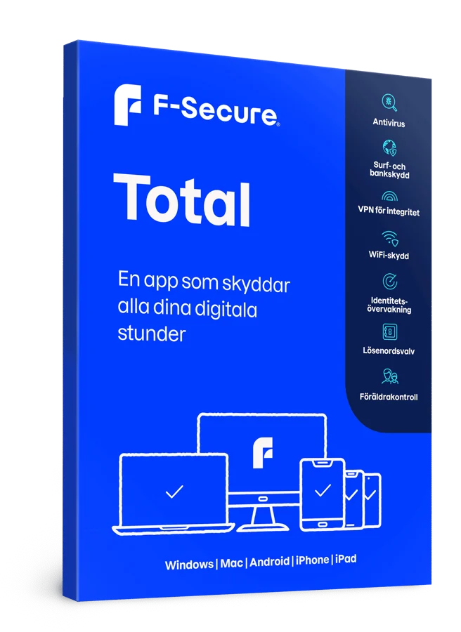 F-Secure Total 1 år, 10 enheter (Vid köp av dator, surfplatta eller telefon)