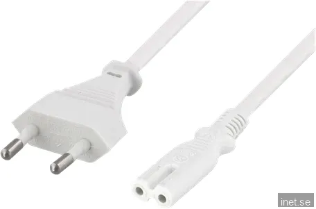 DELTACO Strömkabel C7 Rak CEE 7/16 till 2-pin Vit 5 m