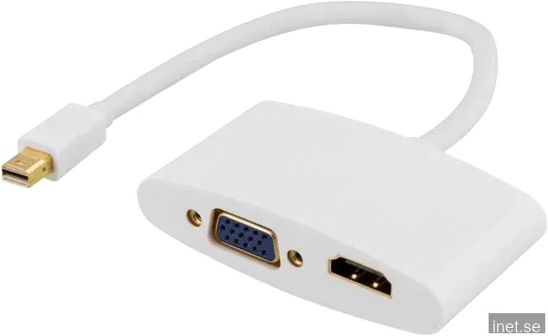 DELTACO Adapter mini Displayport ha till HDMI ho & VGA ho Vit