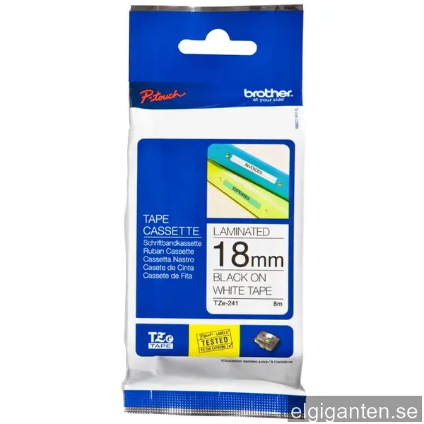 Brother TZe-241 18mm svart-på-vit märktejp