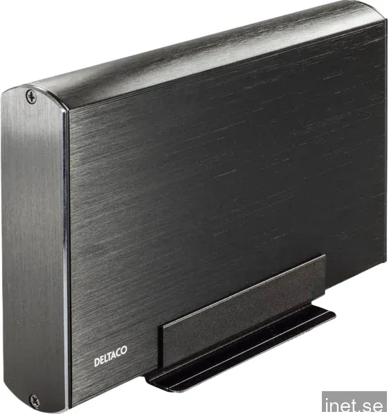 Externt kabinett 3.5" SATA till USB 3.2, Deltaco, aluminium, inkl. strömadapter