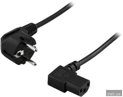 DELTACO Strömkabel C13 Vinklad CEE 7/7 till 3-polig Svart 2 m