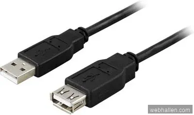 Deltaco USB 2.0 Förlängningskabel A->A (M-F) 0,5m