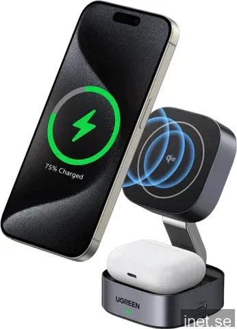 UGREEN 2-i-1 Qi2 magnetisk vikbar laddstation (utan AC-adapter)