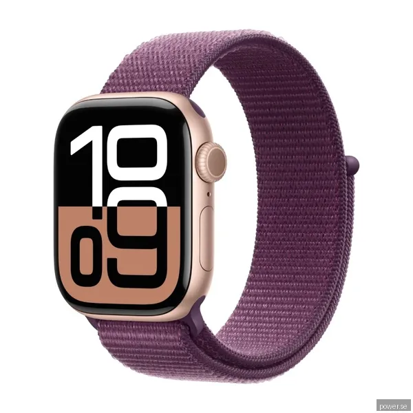 Apple Watch Series 10 GPS + Cell 42 mm roséguld alum, plommon sportloop