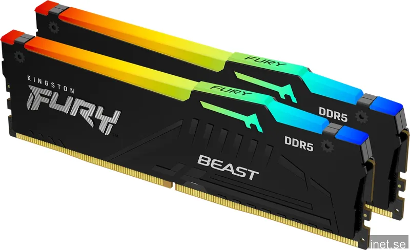 Kingston 32GB (2x16GB) DDR5 6400MHz CL32 FURY Beast RGB Svart AMD EXPO/Intel XMP 3.0