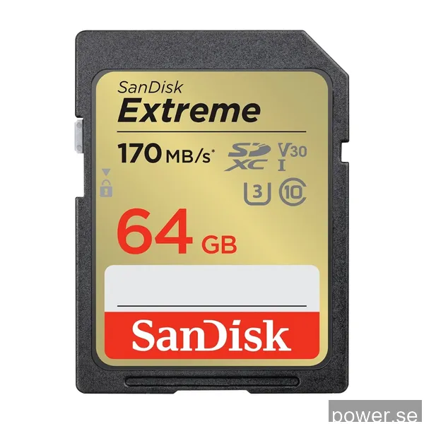 SanDisk SDXC Extreme 64GB minneskort UHS-I C10 v30