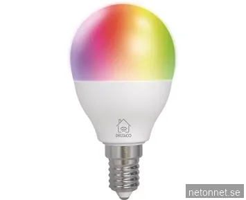 Deltaco Smart Home RGB LED Lampa E14, G45 WiFi 4.9W