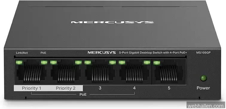 Mercusys MS105GP / 5-Port Gigabit Desktop Switch / 4-Port PoE+