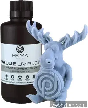 PrimaCreator Value Water Washable UV Resin / DLP Resin - 500 ml - Ljusgrå