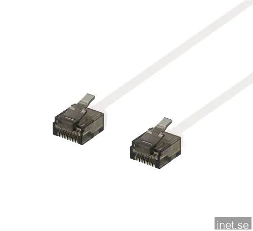 Deltaco UTP Cat6a Nätverkskabel Flat / 0.3m - Vit