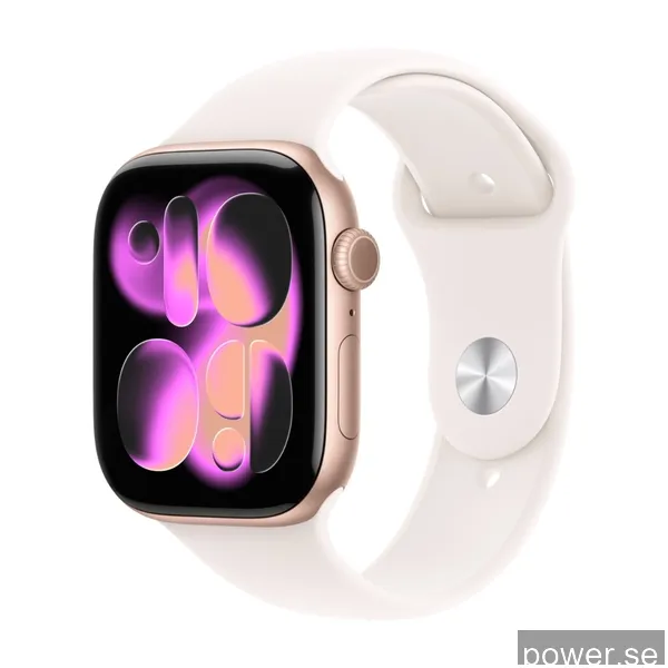 Apple Watch Series 11 GPS 46mm Rose Gold Aluminium Case med Light Blush Sport Band - S/M